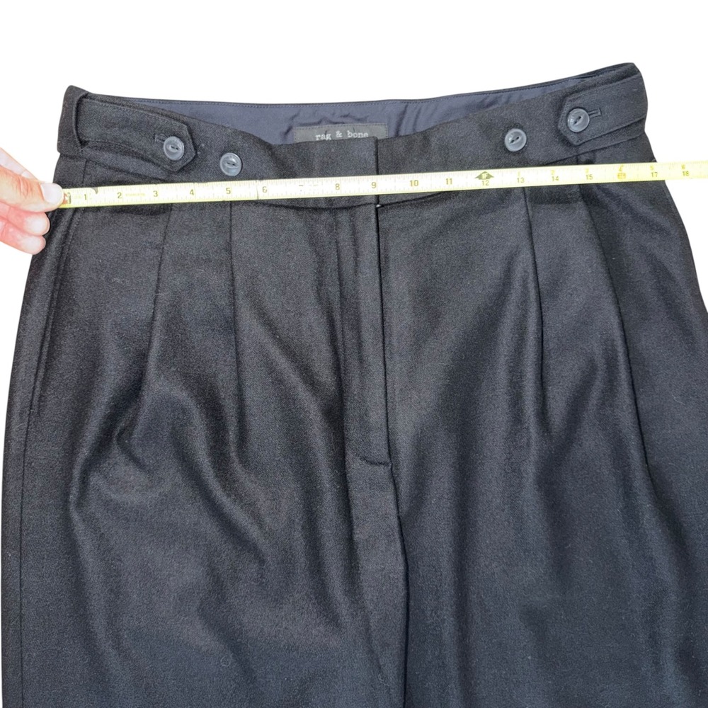 NWT Rag & Bone Clover Wool Pleated Trousers Pants 10 Black $425 - Picture 3 of 10